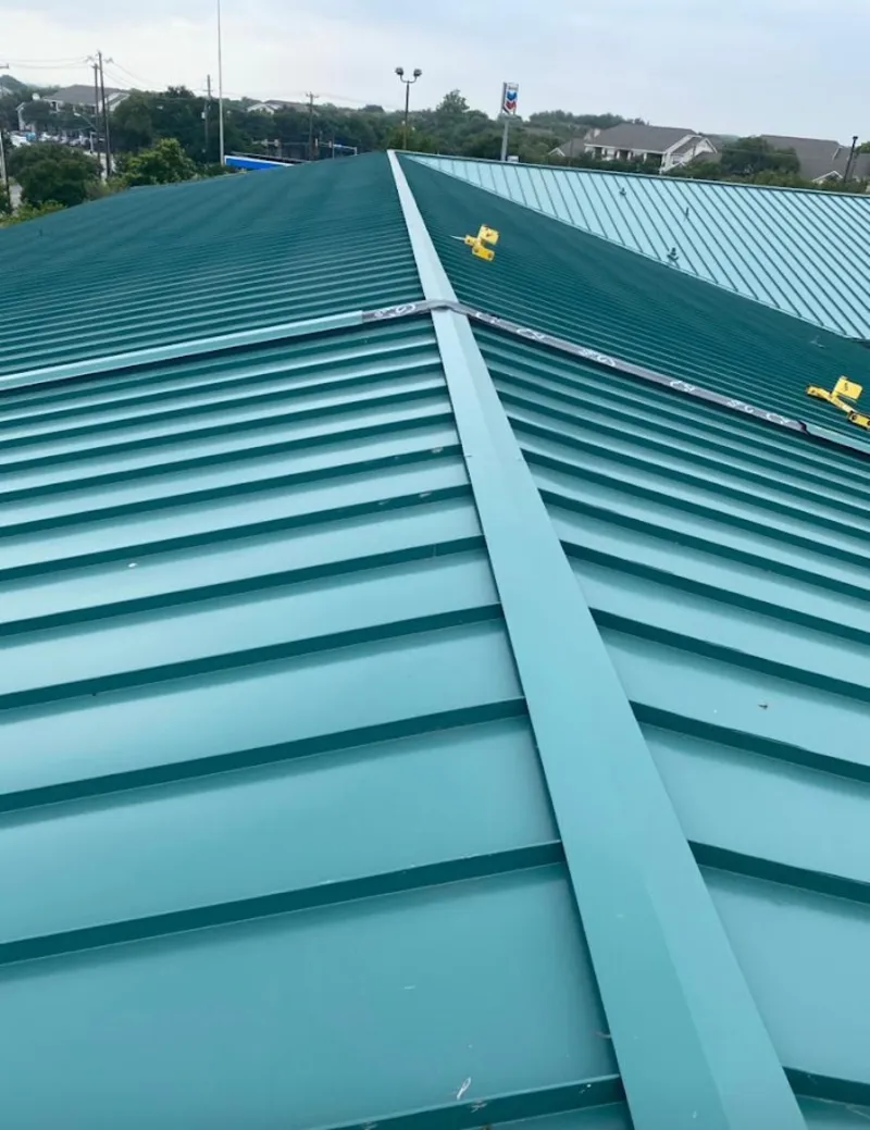 Green commercial metal roof ridge and valley for Metal Roof Repair in Sangaree